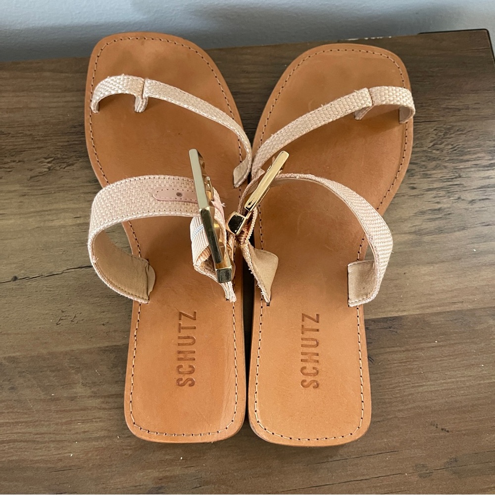 Sandals Schutz Leather Top Loop Slide Sandals size 7 B